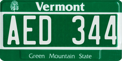 VT license plate AED344
