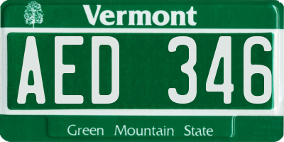 VT license plate AED346