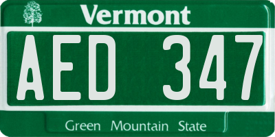 VT license plate AED347