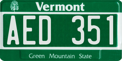 VT license plate AED351