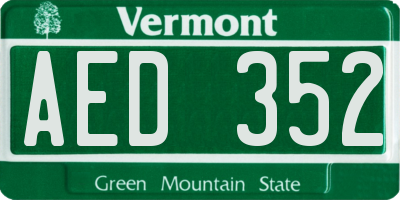 VT license plate AED352