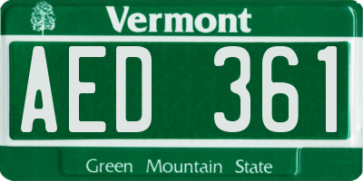 VT license plate AED361