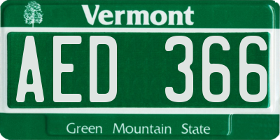 VT license plate AED366