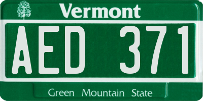 VT license plate AED371