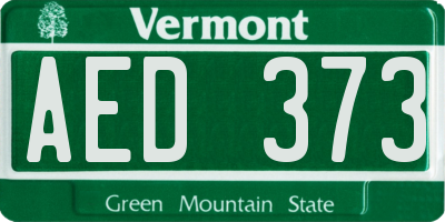 VT license plate AED373