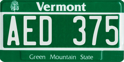VT license plate AED375