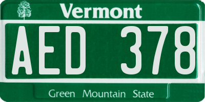VT license plate AED378
