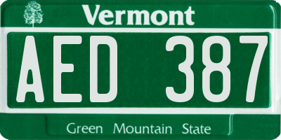 VT license plate AED387