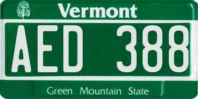 VT license plate AED388