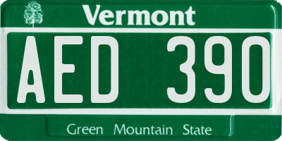 VT license plate AED390