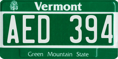 VT license plate AED394