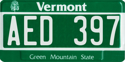 VT license plate AED397