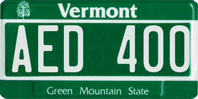 VT license plate AED400