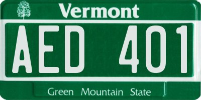 VT license plate AED401