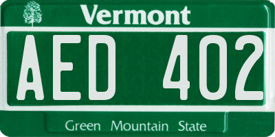 VT license plate AED402