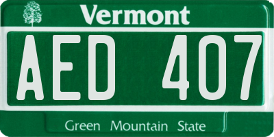 VT license plate AED407