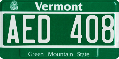 VT license plate AED408