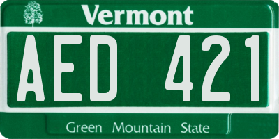 VT license plate AED421