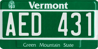 VT license plate AED431