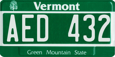 VT license plate AED432