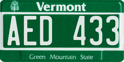 VT license plate AED433