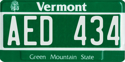 VT license plate AED434