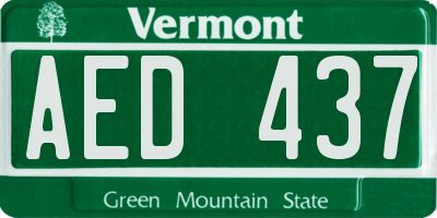 VT license plate AED437