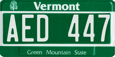 VT license plate AED447
