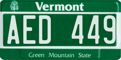 VT license plate AED449