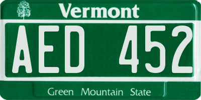 VT license plate AED452