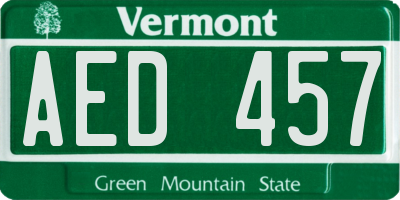VT license plate AED457