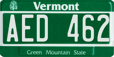 VT license plate AED462