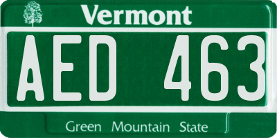 VT license plate AED463