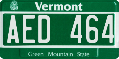 VT license plate AED464