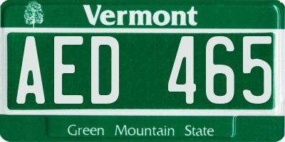 VT license plate AED465
