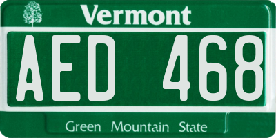 VT license plate AED468