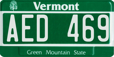VT license plate AED469