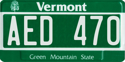 VT license plate AED470