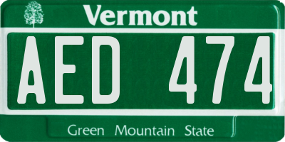 VT license plate AED474