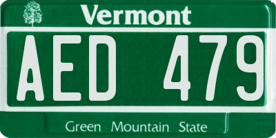 VT license plate AED479
