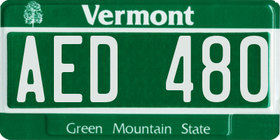 VT license plate AED480