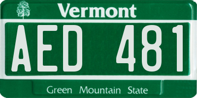 VT license plate AED481