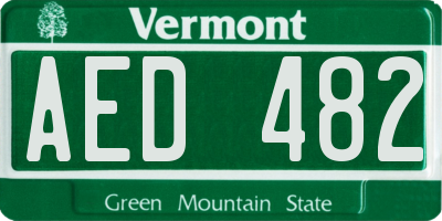 VT license plate AED482