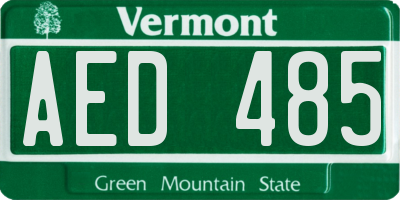 VT license plate AED485