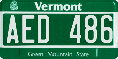 VT license plate AED486
