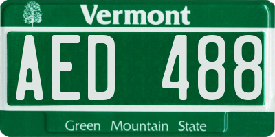 VT license plate AED488