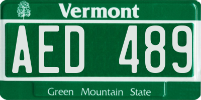 VT license plate AED489