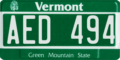 VT license plate AED494