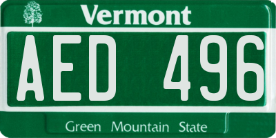 VT license plate AED496