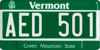 VT license plate AED501